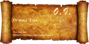 Ormay Ida névjegykártya
